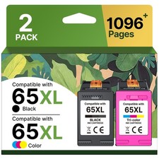 65XL Ink Cartridges Black/Color Combo Pack High-Yield Replacement for HP Ink ... picture