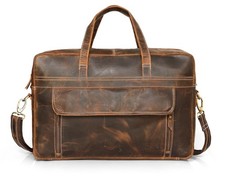 Vintage Genuine Brown Leather Messenger Bag Men Laptop Briefcase Office Satchel picture