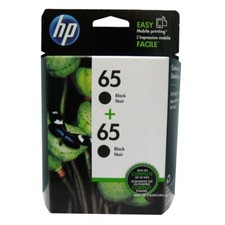 2pcs HP #65 Black Ink Cartridges HP65 New Genuine Retail Box picture