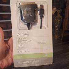 Ativa USB to Parallel Printer Cable 6ft Adapter Cable. New In Package Sealed. picture