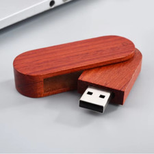 Custom Logo Wood Rotatable USB2.0 Flash Drives 32GB 64GB Pen Drive Memory Stick picture