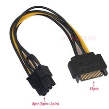 SATA 15 pin Male to 8 pin 6+2 PCI-Express PCIe Video Graphic Card Power Adapter picture