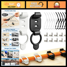 20 Adjustable Cable Management Clips, Self-Adhesive Cord Organizer, Reusable Hol picture