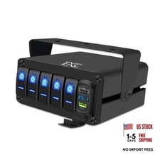 5 Gang Aluminum Rocker Switch Panel Blue Backlit with PD Type C 5 Gang Blue picture