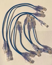Monoprice SlimRun Cat6A Ethernet Patch Cable RJ45 9in 3in Blue 8-Pack picture