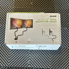 New Allsop Metal Art Dual Monitor Arm 32146 Space Saving Desk Mount picture