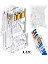 RJ45 Cat6 Pass Through Connector Plugs ethernet cable plug Network crimp-100 Pcs picture