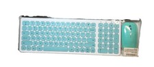 Wireless Keyboard and Mouse Combo 2.4G Slim Full Size Quiet Keys White/mint Set picture