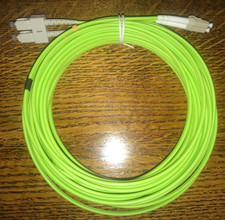AddOn SC (Male) to LC (Male) OM5 Duplex Fiber OFNR (Riser-Rated) Lime Green, 10m picture