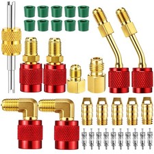 34 Pcs R410A Mini Split Adapter Kit - 45° 90° Refrigerant Hose Connectors, Valve picture