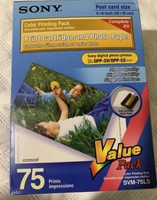NEW Sony Color Printing Pack Print Cartridge & Photo Paper SVM-75LS - 75 Prints picture