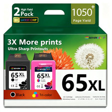 65XL Ink Cartridge Black/Color Combo Pack High-Yield Compatible for DeskJet 3755 picture