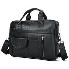 Full Grain Leather Business Briefcase, Laptop Messenger Bag & Crossbody Bag picture