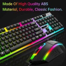 NEW 3D Teclado y Raton para PC Computadora con Luz LED mecanico Combo de 2 Pcs picture