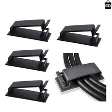 Mess-Free 50 Pcs Black Cable Management Clips - Versatile for Home & Office Use picture