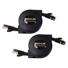 2-Pack Retractable Cat 7 Flat Ethernet Network Cable 4.9 Feet picture