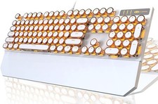 MageGee MK-STORM Mechanical Keyboard Retro Typewriter White Rose Gold Wired LED picture