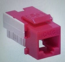 (5 PCS.) CAT6 RJ45 PUNCHDOWN KEYSTONE JACK, DUAL ROW, RED. ECORE 15-613-170RD. picture