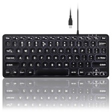 Wired Backlit USB Mini Keyboard - Slim Scissor Keys, Big Font, LED Illumination picture