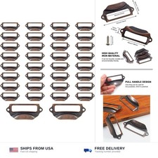 30pc antique copper label holder pulls 70x30mm file cabinet drawer tags picture