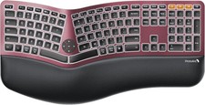 ProtoArc Backlit Bluetooth Ergonomic Keyboard, EK01 Plus Full Size - Wine Red picture