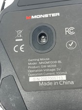 Monster MNGM100B-BL Wired USB Gaming Mouse Black Adjustable DPI A364 picture