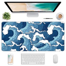 Extended Gaming Mouse Pad, Japanese Blue White Wave Mousepad, XL Large Mouse ... picture