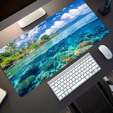1pc Large Gaming Desk Mat Turquoise Underwater Ocean Theme Computer Desk Pad ❀ picture