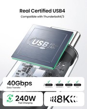 Silkland USB 4 for Thunderbolt 4 Cable 4FT, 40Gbps Data Sync, 8K/6K@60Hz, 240W C picture