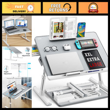Multi-Purpose Adjustable Laptop Tray Table - 60x45cm with Book Stand & Drawer, L picture