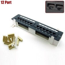 12 Port Cat6 110 Vertical Patch Panel RJ45 Network LAN Server Mounting Bracket picture