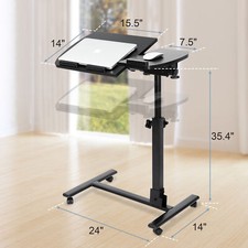 Adjustable Mobile Rolling Height Angle Laptop Sofa Desk Overbed Table Stand picture
