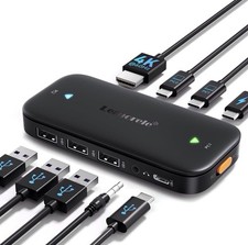 Lemorele USB C KVM Switch, 2 Computer Sharing 4K@60Hz HDMI Monitor, 100W PD F... picture