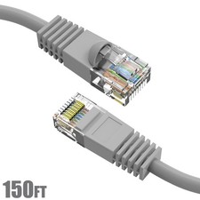 150FT Cat5E RJ45 Ethernet LAN Network UTP Snagless Patch Cable Pure Copper Gray picture
