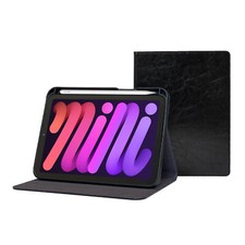 iPad Mini A17 Pro/Mini 7 Genuine Black Leather Case - Pencil Holder - Sleep/Wake picture