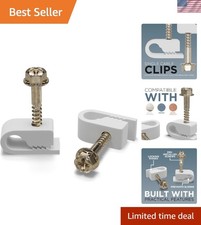 Single Cable Clips with Screws - 1/4 Inch Coaxial Cable Clamps Outdoor - Exte... picture