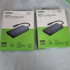 Lot of 2 Belkin Connect USB-C 4-in-1 Multiport Adapter HDMI 100W USB-A Open Box picture