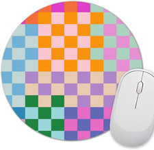 Colorful Checkered Mouse Pad Small, Retro Purple Pink Blue Green Mousepad, Cute picture