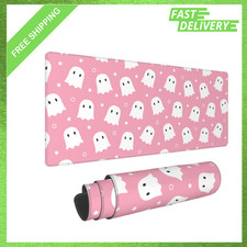 Pink Ghost Mouse Pad XL 31.5 x 11.8 Inch Halloween Kawaii Gaming Desk Mat Non picture