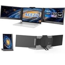 AEEZO 14 Inch 1080P IPS Portable Monitor, 280 Rotatable Screen Extender, Full HD picture