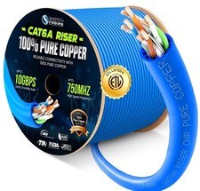 Cat6A Riser 1000ft Cable ETL Listed, Pure Copper CMR, 23AWG, 750MHz PoE++ 10Gbps picture