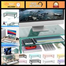 2-Tier Metal Monitor Stand Riser, Adjustable Height, Desk Organizer, Space Saver picture