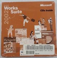 Microsoft Works Suite 2002 Software CD w Product Key Brand New Factory Sealed picture