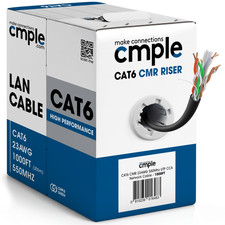 Cat6 Riser Ethernet Cable 1000ft CMR Solid 23AWG UTP 550MHz In-Wall Pull Box picture