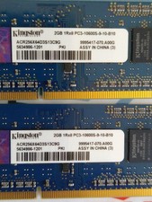Kingston 2GB 1Rx8 PC3-10600S-9-10-B10 Laptop Memory RAM Kit (2 modules 2GB each) picture