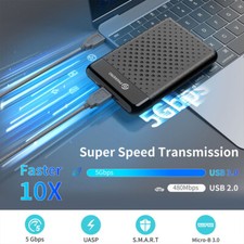PHIXERO 2.5 Inch USB 3.0 Type C SATA III Hard Drive HDD/SSD Enclosure Case picture