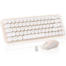 i68 Wireless Keyboard Mouse Combo Retro Typewriter Style Yellow Color picture