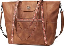 FADEON Large Laptop Tote Bag for Women Designer Large, 1 Brown Retro Style  picture