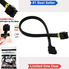 4 Pin Molex to CPU 8 Pin 4+4 EPS-12V Adapter Cable 20 In 18AWG Braided Sleeved picture