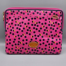 FOSSIL Tablet iPad Kindle Case Pouch Canvas Zip Pocket pink polka dot picture